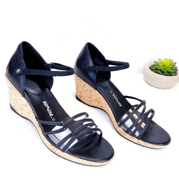 TEVA RIVIERA STRAPPY WEDGE SANDALS - Picture 7 of 16